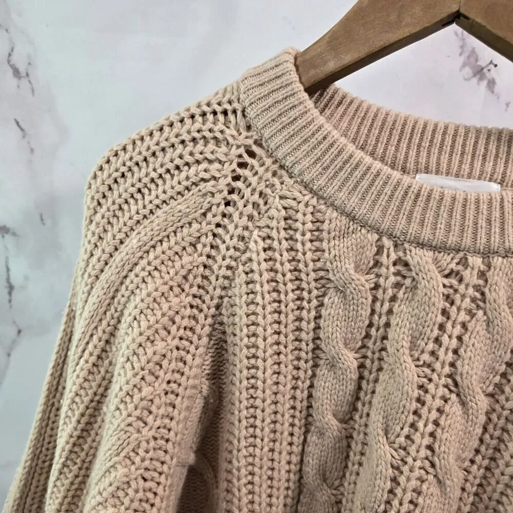 Basin + Range Sweater Womens Small Pink Wool Cable Knit Oversized Backcountry - Picture 2 of 10